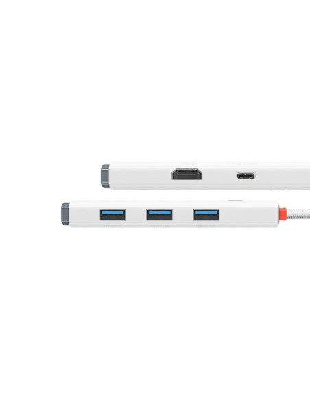 DOCKING Station Baseus Lite, conectare PC USB Type-C, USB 3.0 x 3, USB Type C x 1 PD 20V/5A, HDMI x 1/4K/30Hz, alb "WKQX040002"