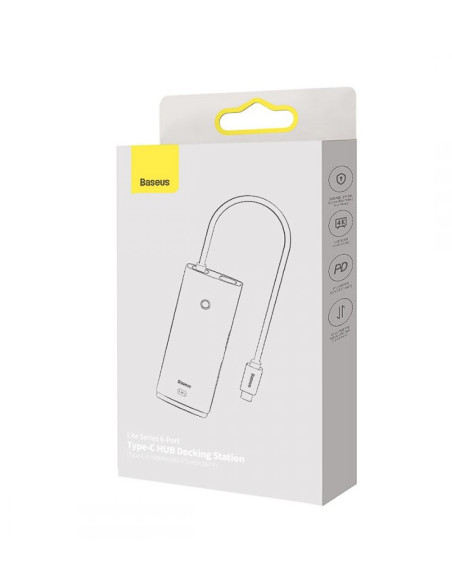 DOCKING Station Baseus Lite, conectare PC USB Type-C, USB 3.0 x 2, USB Type C x 1 PD, HDMI x 1/4K/30Hz, card reader SD/microSD,