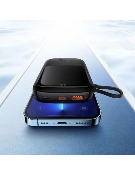 POWER BANK Baseus Qpow Pro Digital Display, 10000mAh, 22.5W, 1 x cablu integrat USB Type-C output/input, 1 x USB, 1 x Lightning,