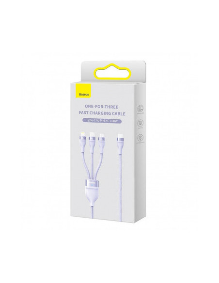 CABLU alimentare si date Baseus Flash Series II One-for-three, pt. smartphone, USB la Micro-USB+Lightning+USB Type-C 100W, 1.2m,