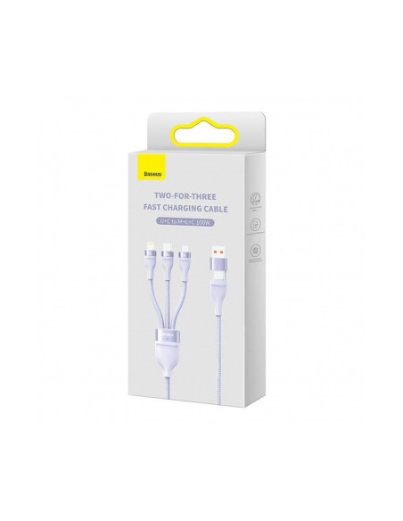 CABLU alimentare si date Baseus Flash Series II One-for-three, pt. smartphone, USB si USB Type-C la Micro-USB+Lightning+USB Type