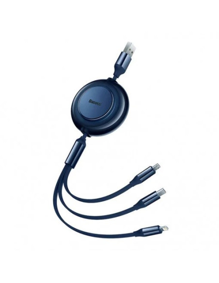 CABLU alimentare si date Baseus Bright Mirror 2 One-for-three Retractable,pt. smartphone,USB la Micro-USB+Lightning +USB Type-C
