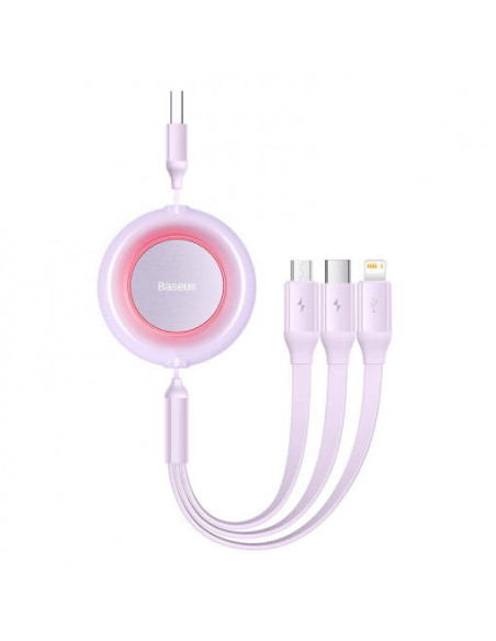 CABLU alimentare si date Baseus Bright Mirror 2, retractabil 3-in-1, pt smartphone,USB la Micro-USB+Lightning + USB Type-C 3.5A,