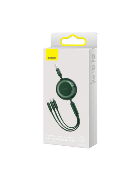CABLU alimentare si date Baseus Bright Mirror 2 One-for-three Retractable, pt. smartphone,USB la Micro-USB+Lightning+USB Type-C