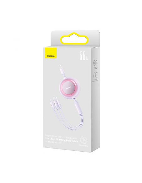 CABLU alimentare si date Baseus Bright Mirror 2, retractabil 3-in-1, pt smartphone,USB la Micro-USB+Lightning + USB Type-C 66W,