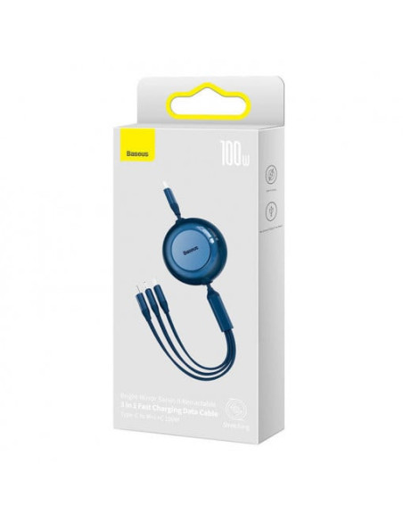 CABLU alimentare si date Baseus Bright Mirror 2, retractabil 3-in-1, pt smartphone,USB Type-C la Micro-USB + Lightning + USB Typ