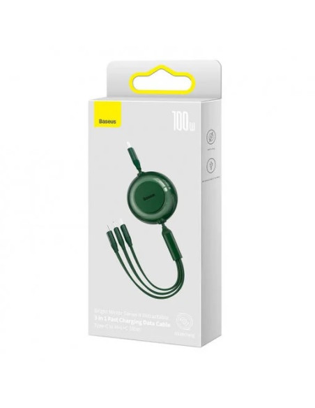 CABLU alimentare si date Baseus Bright Mirror 2 One-for-three Retractable, pt smartphone,USB Type-C la Micro-USB+Lightning + USB