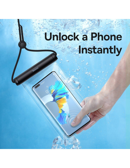 HUSA IMPERMEABILA Baseus, pentru smartphone diagonala maxima 7.2 inch, transparenta cu zip negru "FMYT000001" - 6932172610968