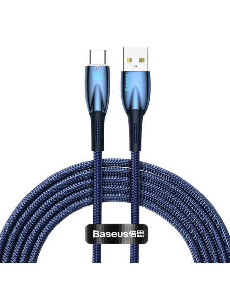 CABLU alimentare si date Baseus Glimmer, Fast Charging Data Cable pt. smartphone, USB la USB Type-C 100W, 2m, albastru "CADH0005