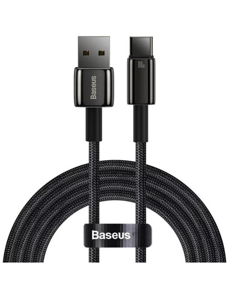 CABLU alimentare si date Baseus, Fast Charging Data Cable pt. smartphone, USB la USB Type-C (T), 100W, 480Mbps, aliaj zinc, brai