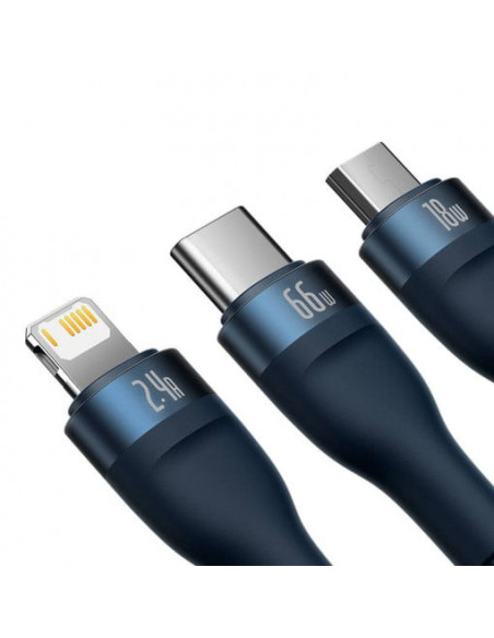 CABLU alimentare si date Baseus Flash Series II One-for-three, pt. smartphone, USB si USB Type-C la Micro-USB+Lightning+USB Type