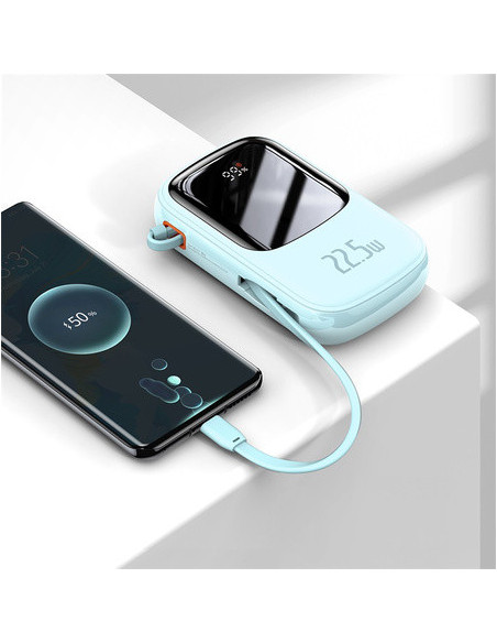 POWER BANK Baseus Qpow2 Digital Display, 20000mAh, 22.5W, 2 x USB Type-C output/input, 1 x Lightning, 1 x USB, include cablu USB