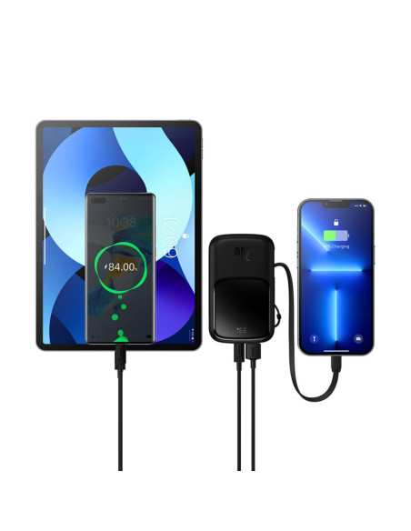 POWER BANK Baseus Qpow Pro Digital Display, 20000mAh, 20W, 1 x cablu integrat Iphone Lightning output, 1 x USB, 1 x USB Type-C,