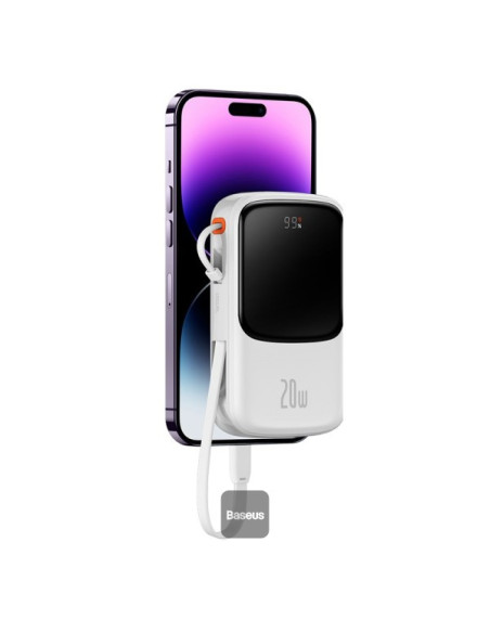 POWER BANK Baseus Qpow Pro Digital Display, 10000mAh, 20W, 1 x cablu integrat Iphone Lightning output, 1 x USB, 1 x USB Type-C,