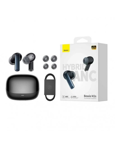 CASTI Baseus Bowie M2S, pt smartphone, wireless TWS, bluetooth 5.3, microfon pe casca, negru "NGTW350101" - 6932172626075