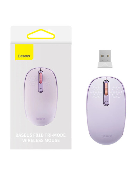 MOUSE Baseus PC sau NB wireless, 2.4GHz si Bluetooth, optic, 800/ 1200/1600 dpi,butoane/scroll 3/1, mov,"B01055503513-00" - 6932