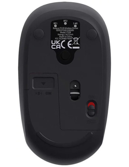 MOUSE Baseus PC sau NB wireless, 2.4GHz si Bluetooth, optic, 800/ 1200/1600 dpi,butoane/scroll 3/1, gri,"B01055503833-00" - 6932