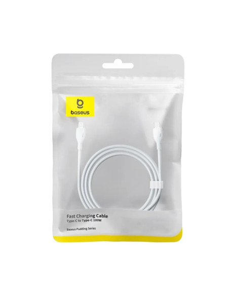 CABLU alimentare si date Baseus Pudding, Fast Charging Data Cable pt. smartphone, USB Type-C la USB Type-C 100W, 2m, alb "P10355