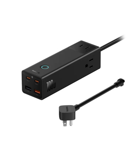 INCARCATOR RETEA Baseus PowerCombo Pro Powerstrip, pentru USA 110V, Quick Charge 100W, 3 x AC, 2 x USB Type-C Output 5V/3A, 2 x