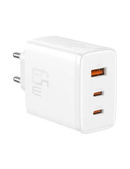 INCARCATOR RETEA Baseus Cube Pro, Quick Charge 65W, 2 x USB Type-C Output 5V/3A, 1 x USB, alb "P10152301213-00" - 6932172641481