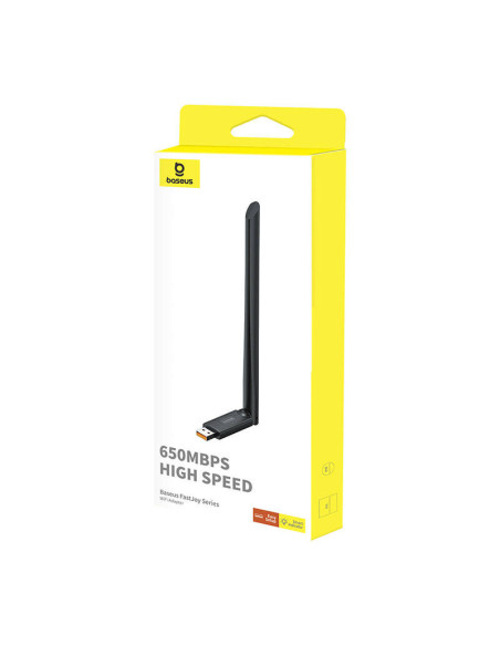 ADAPTOR RETEA Baseus FastJoy, extern wireless 2.4 GHz, USB 2.0, port, 650 Mbps, antena externa x 1, "B01317600111-02" - 69321726