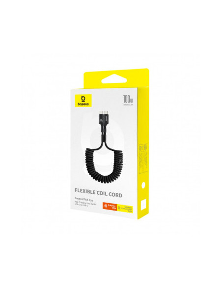 CABLU alimentare si date Baseus Fish-eye, Fast Charging Data Cable pt. smartphone, USB Type-C la USB Type-C 100W, spiralat, 1m,