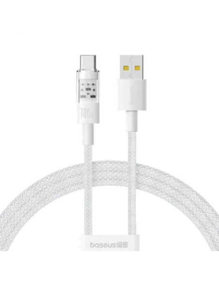 CABLU alimentare si date Baseus Gem, Fast Charging Data Cable pt. smartphone, USB la USB Type-C 100W, 1m, alb "P10373002211-00"