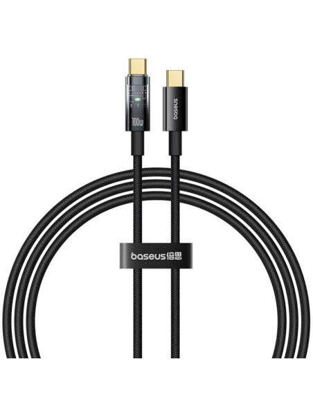CABLU alimentare si date Baseus Explorer, Fast Charging Data Cable pt. smartphone, USB Type-C la USB Type-C 100W, oprire automat