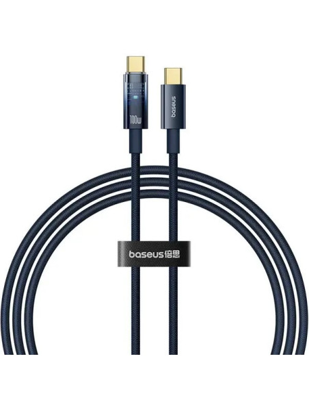CABLU alimentare si date Baseus Explorer, Fast Charging Data Cable pt. smartphone, USB Type-C la USB Type-C 100W, oprire automat