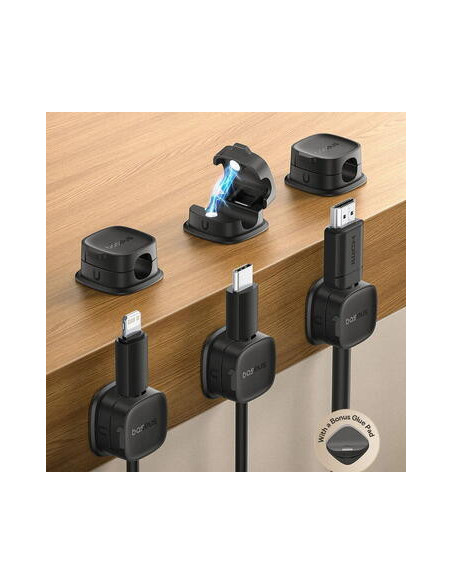 ORGANIZATOR cabluri Baseus Lite Series Magnetic, adeziv 3M, pachet 3 bucati, trei orificii destinate organizarii prevazute cu ma
