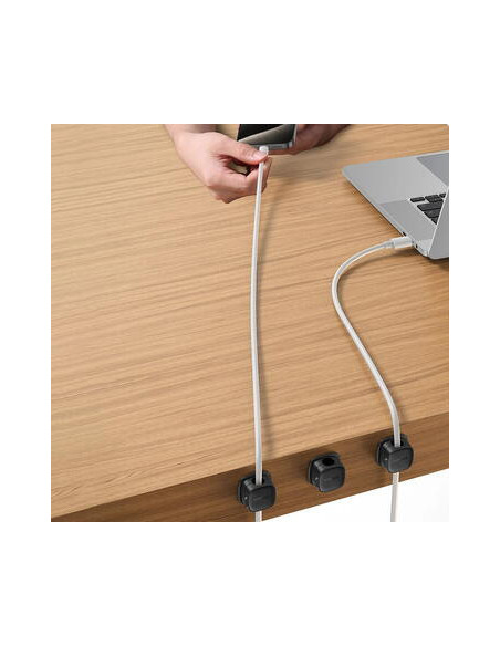 ORGANIZATOR cabluri Baseus Lite Series Magnetic, adeziv 3M, pachet 3 bucati, trei orificii destinate organizarii prevazute cu ma