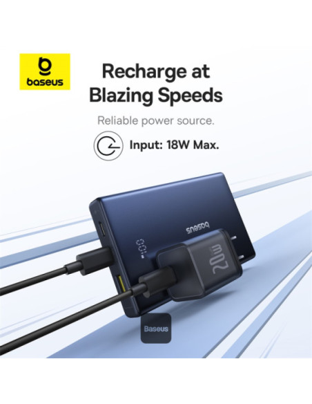 POWER BANK Baseus PicoGo, display, capacitate 10000mAh, 20W, 2 x USB Type-C, 1 x USB, total 5V/3A, include cablu Type-C to Type-