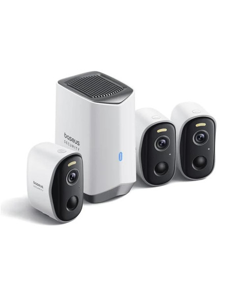 CAMERA IP Exterior Baseus N1, KIT 3 camere 2K + statie, 2304 x 1296, acumulator integrat, unghi pana la 145 grade, IP67, dist. I