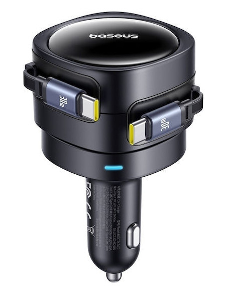 INCARCATOR auto Baseus Enjoyment Max, Quick Charge 60W, cablu retractabil integrat 2 x USB Type-C, negru "C00035507121-01" - 693