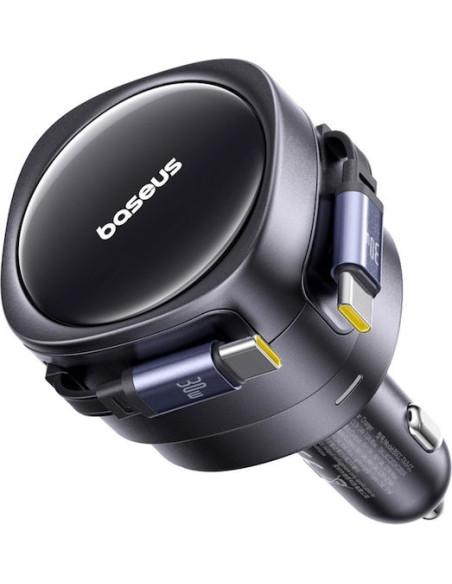 INCARCATOR auto Baseus Enjoyment Max, Quick Charge 60W, cablu retractabil integrat 2 x USB Type-C, negru "C00035507121-01" - 693