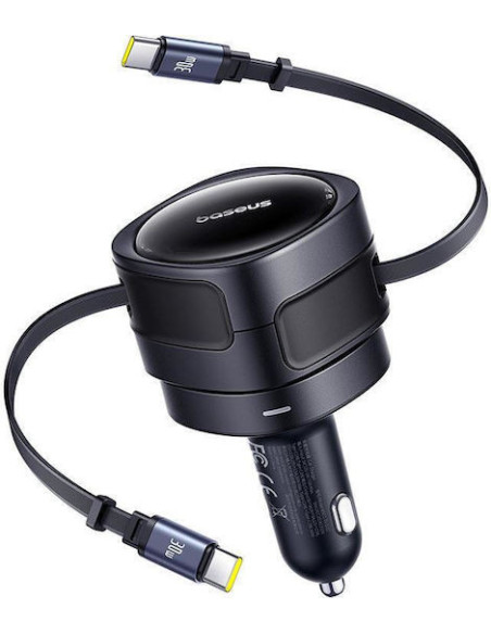 INCARCATOR auto Baseus Enjoyment Max, Quick Charge 60W, cablu retractabil integrat 2 x USB Type-C, negru "C00035507121-01" - 693