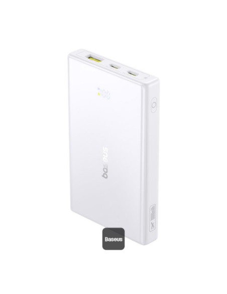 POWER BANK Baseus PicoGo, 10000mAh, 20W, 2 x USB Type-C, 1 x USB, cablu inclus USB Type-C la USB Type-C 30cm, alb, "P10076801213