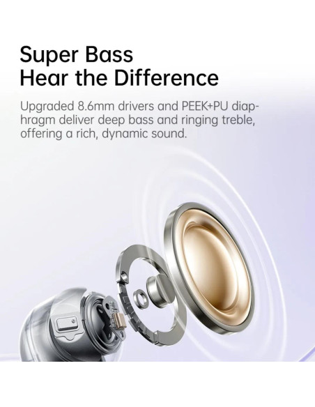 CASTI Baseus Bass BD1 TWS, pt smartphone, wireless, bluetooth 5.4, dual-mic pe casca, IP55 rezistenta apa, 8 ore durata baterie,