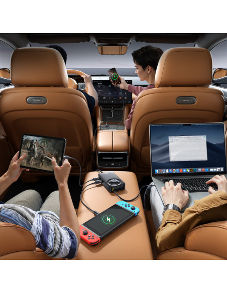 INCARCATOR auto Baseus PrimeTrip VW1, Quick Charge 60W, 2 x USB, 3 x USB Type-C, pt. bricheta auto, cablu retractabil, negru "C0