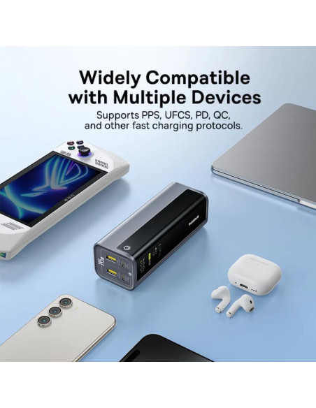 POWER BANK Baseus EnerGeek GP12, 20800mAh, 2 x USB Type-C, 2 x USB, 145W, display, include cablu USB Type-C la USB Type-C 1m, ne