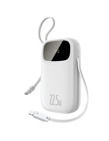 POWER BANK Baseus Qpow3, 10000mAh, 22.5W, 1 x USB, cablu integrat USB Type-C, cablu integrat Iphone Lightning, alb, "P1008210621