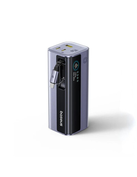 POWER BANK Baseus EnerGeek GR11, 20000mAh, 145W, 2 x USB Type-C, 1 x USB, cablu integrat USB Type-C, display, gri, "E0027B01" -
