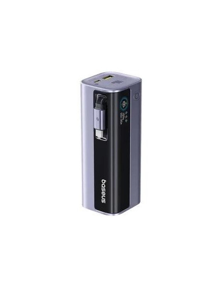 POWER BANK Baseus EnerGeek GR11, 10000mAh, 100W, 2 x USB Type-C, 1 x USB, cablu integrat USB Type-C, display, gri, "E0027A01" -