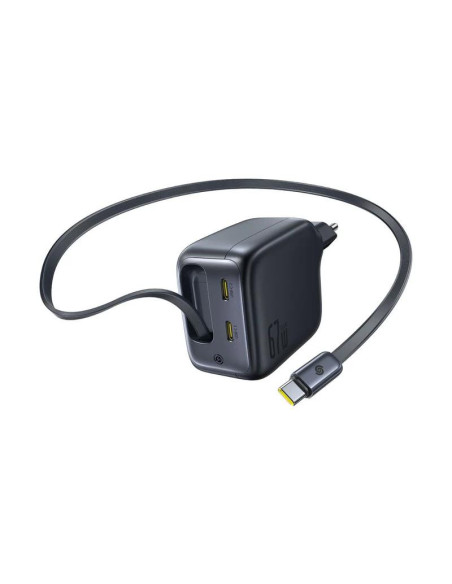 INCARCATOR retea Baseus EnerCore CJ11, Quick Charge 67W, 2 x USB Type-C, cablu USB Type-C retractabil integrat, negru "E0121E00"