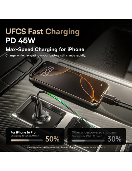 INCARCATOR auto Baseus PrimeTrip VP2, Quick Charge 45W, 1 x USB Type-C, pt. bricheta auto, include cablu USB Type-C la USB Type-
