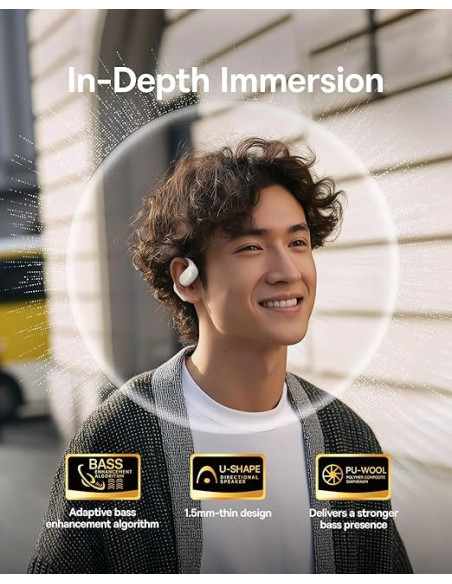 CASTI Baseus Bowie Eli 2i Fit Open-Ear True Wireless, on ear, pt smartphone, microfon pe casca, conectare prin Bluetooth 6.0, al