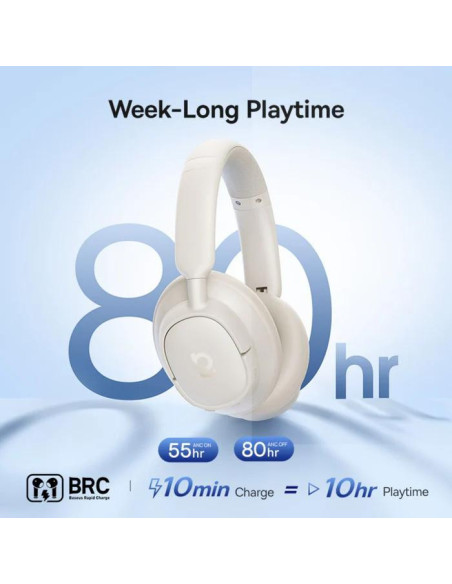 CASTI Baseus Bowie Bass BH1 NC Wireless Noise Cancelling, over ear, 40mm Dynamic Drivers, autonomie 80 ore, microfon pe casca, c