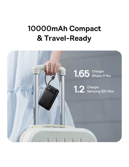 POWER BANK Baseus EnerFill FC11, 10000mAh, cablu integrat USB Type-C si Iphone Lightning, 22.5W, display, negru, "E0027R04" - 69