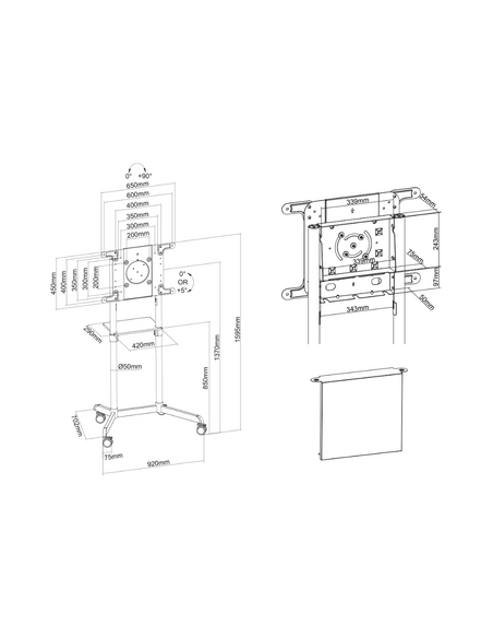 Suport TV / Monitor NEOMOUNTS Stand podea mobil/fix NM 37"-70" 70kg ng