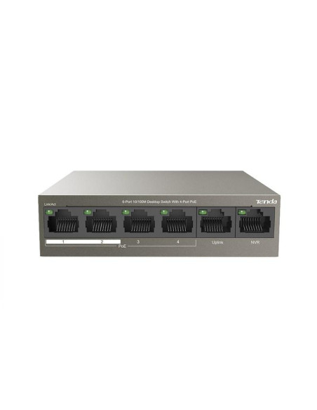 SWITCH PoE Tenda fara management 6 porturi (4 x FE PoE, 2 x FE) IEEE 802.3at/af, carcasa metalica, rackabil "TEF1106P-4-63W"